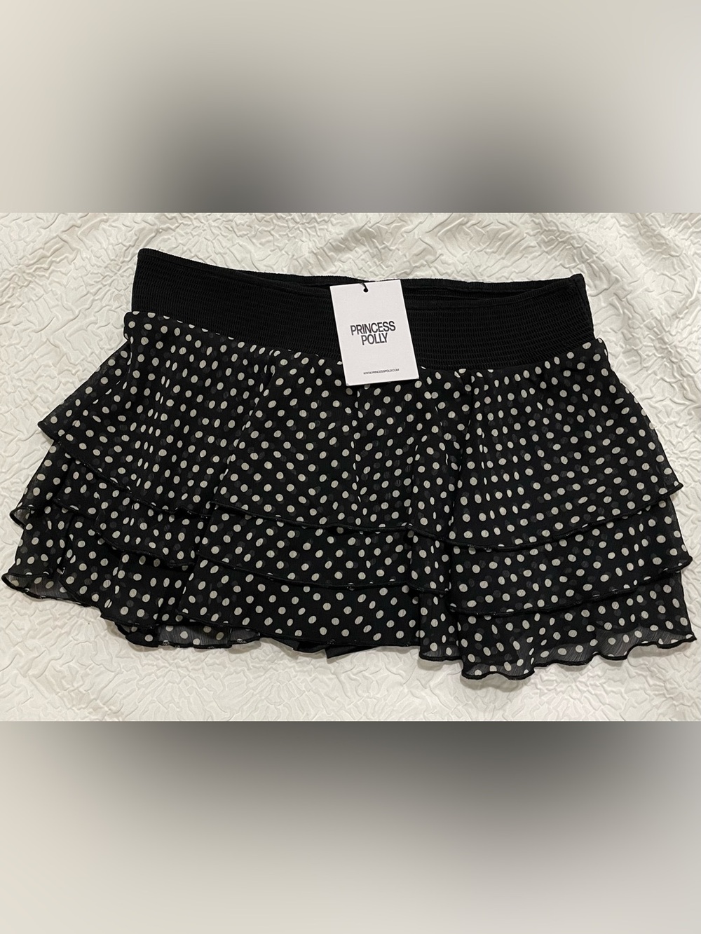 Princess Polly Ready To Party Frill Skort Black Polka Dot Size 8 - Picture 2 of 10